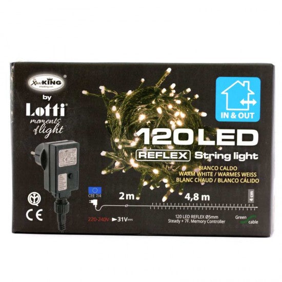 LOTTI LUCE 120 LED 4,8 metri Bianco Caldo Interno/Esterno
