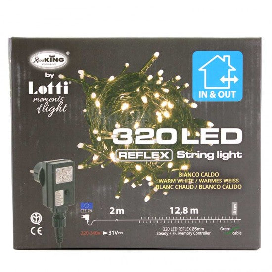 LOTTI LUCE 320 LED 12,8 metri Bianco Caldo Interno/Esterno