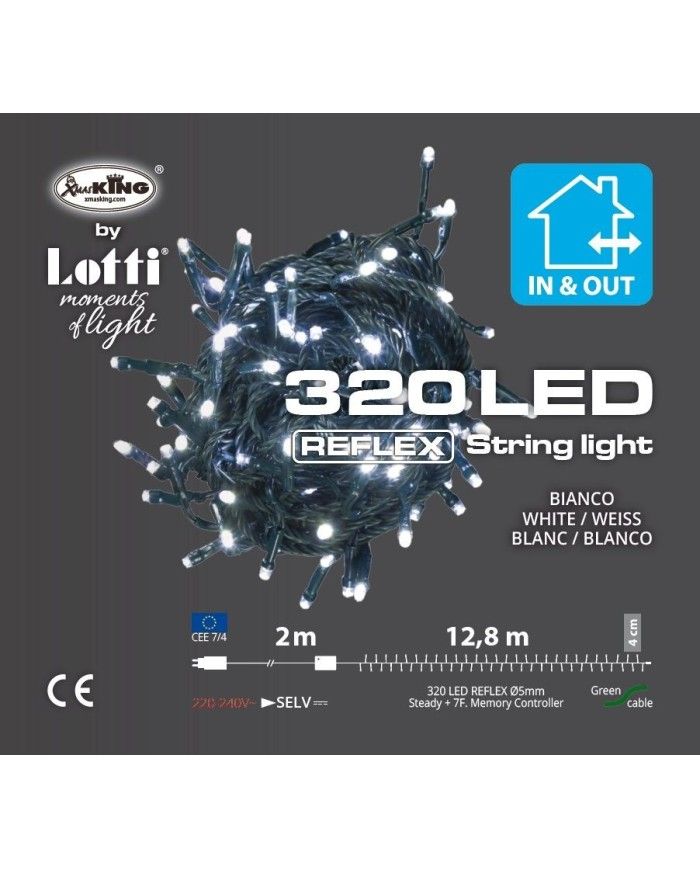 LOTTI LUCE 320 LED 12,8 metri Bianco Freddo Interno/Esterno