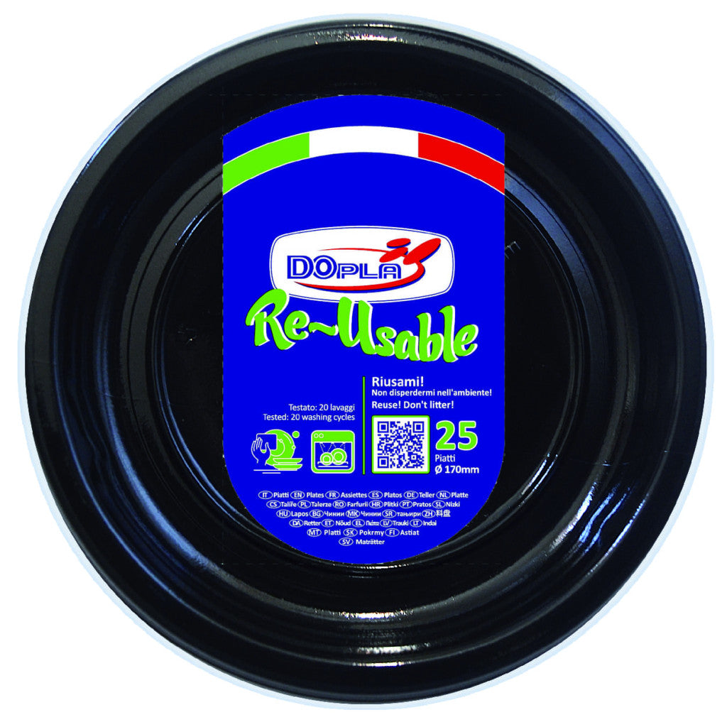 DOPLA - 25 Piatti piani grandi di plastica colorati - 22 cm