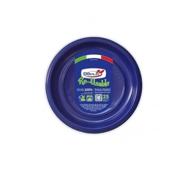 DOPLA - 25 Piattini piani piccoli di plastica colorati - 18 cm