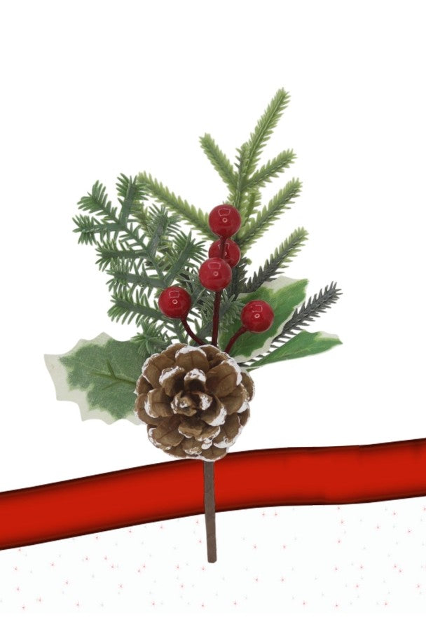 PICK 18CM CON BACCHE ROSSE E PIGNA