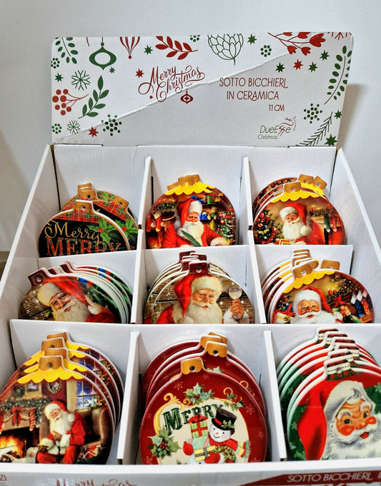 SOTTOBICCHIERE DI NATALE IN CERAMICA E SUGHERO